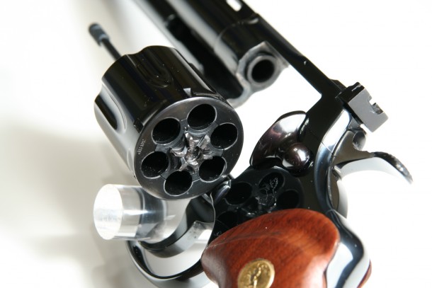 A photo of the Colt Python 357 magnum revolver.