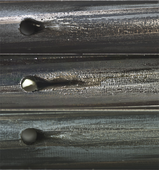 Borescope images of a chrome lined barrel