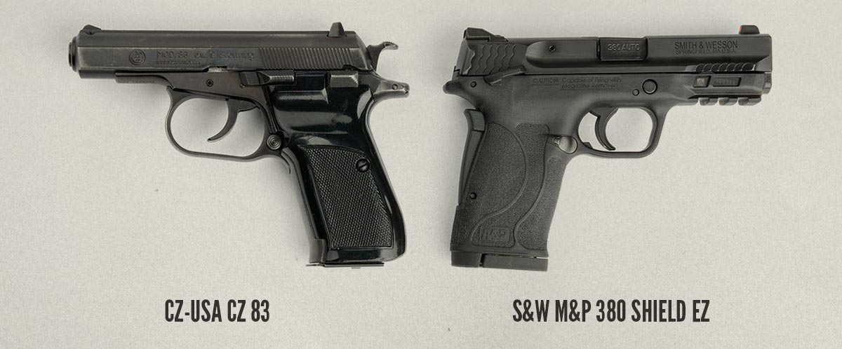 pistol size comparison of the CZ 83 and S&W M&P 380 Shield EZ Pistol