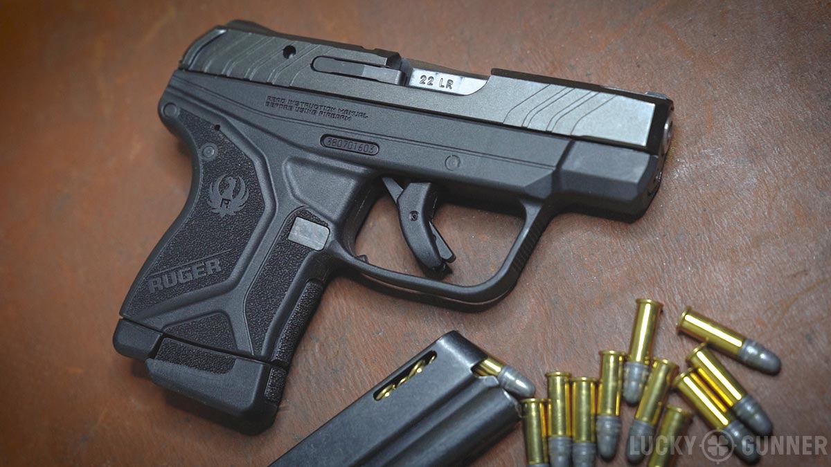 Ruger LCP II 22 lr review pistol with ammo and magazine